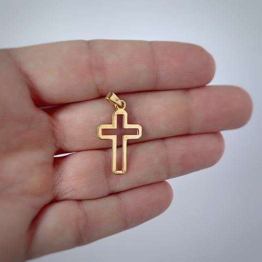 Dije con cruz de oro 18k pequeña con puntas redondeadas