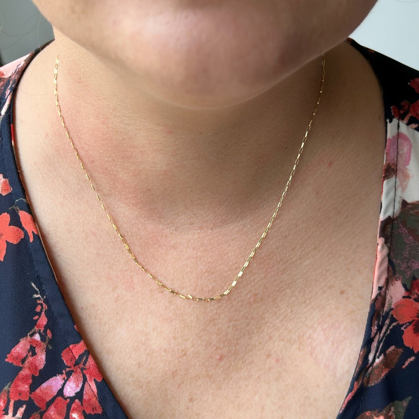 Cadena rectangular en oro amarillo 14k