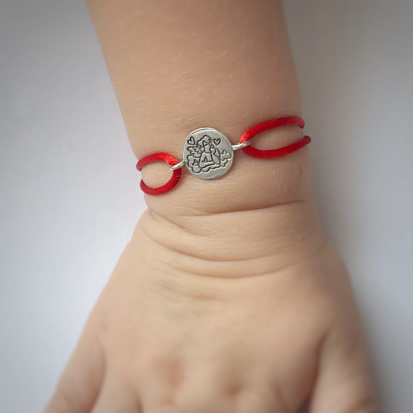 Pulsera de cordón con medalla del ángel de la guarda en plata