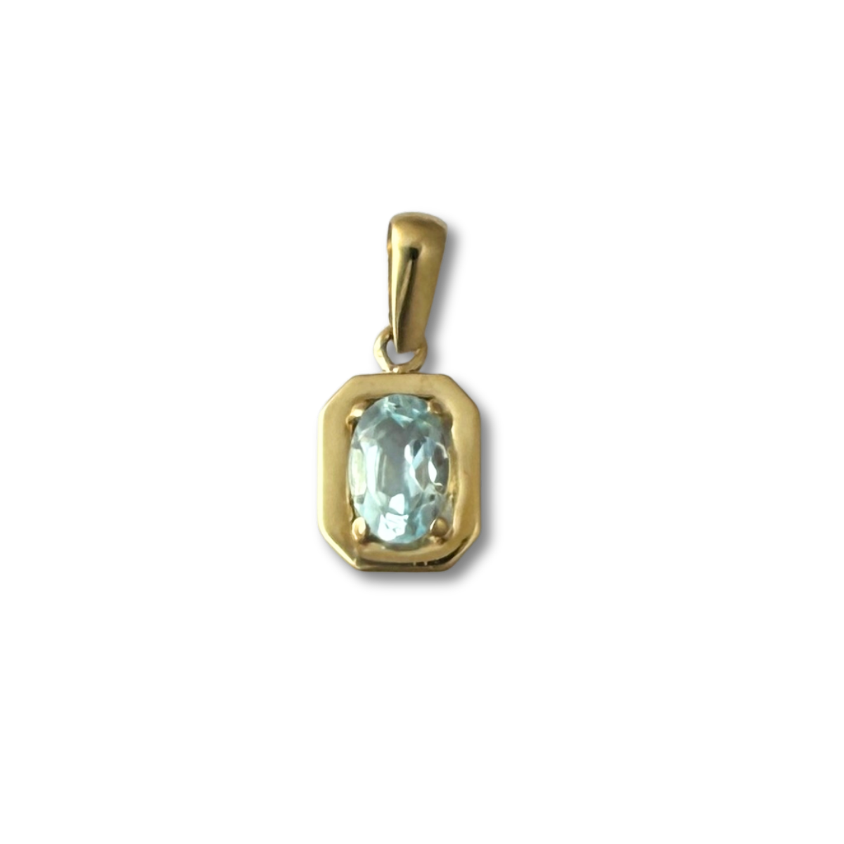 Dije en oro amarillo 14k con aguamarina