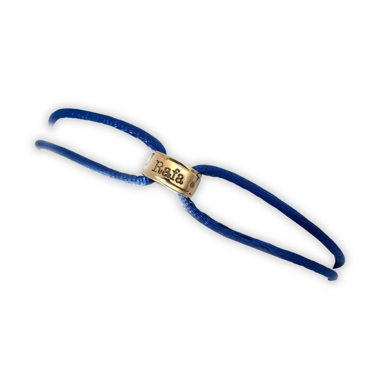 Pulsera de ruedita de oro grabada de 14k con cordón