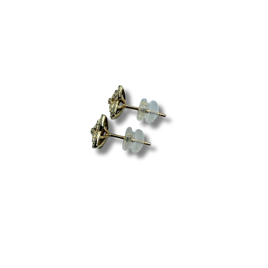 Aretes en oro amarillo 14K de flor de diamantes 0.56 ctw
