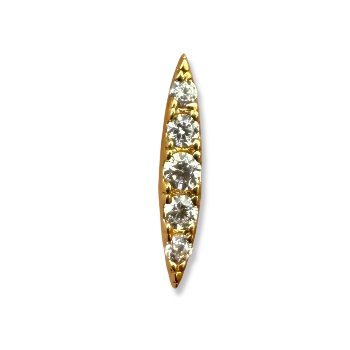 Piercings en oro amarillo 14K con línea de circonita con tope tornillo