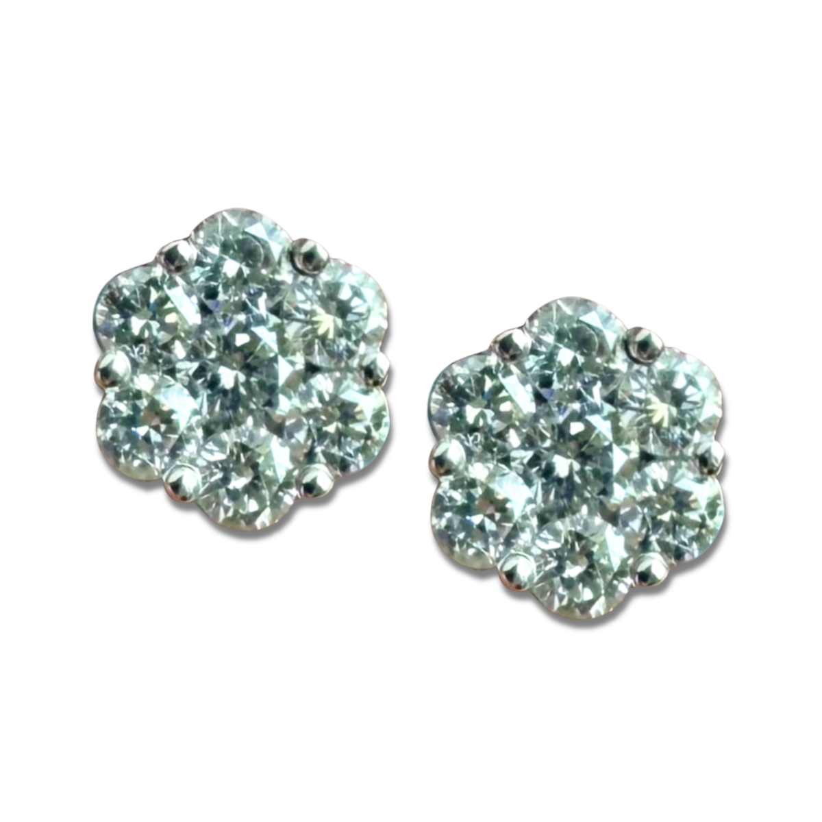 Aretes cluster de diamantes de laboratorio 1.17ctw en plata