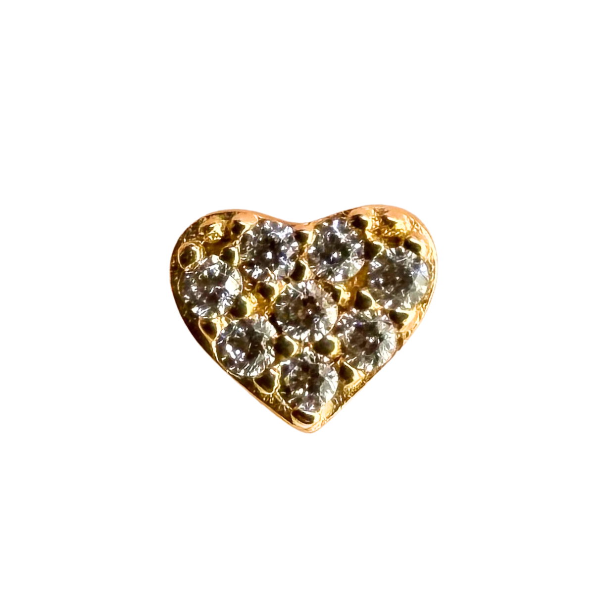 Piercing en oro amarillo 14K de corazón mini de circonitas