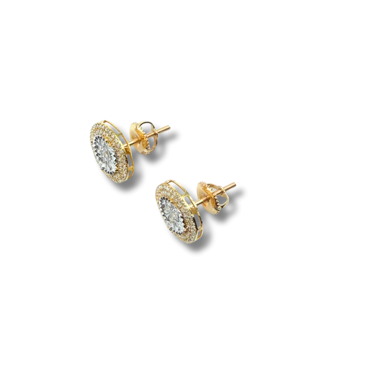 Aretes redondos en oro blanco y amarillo 14k con diamantes 0.55ctw