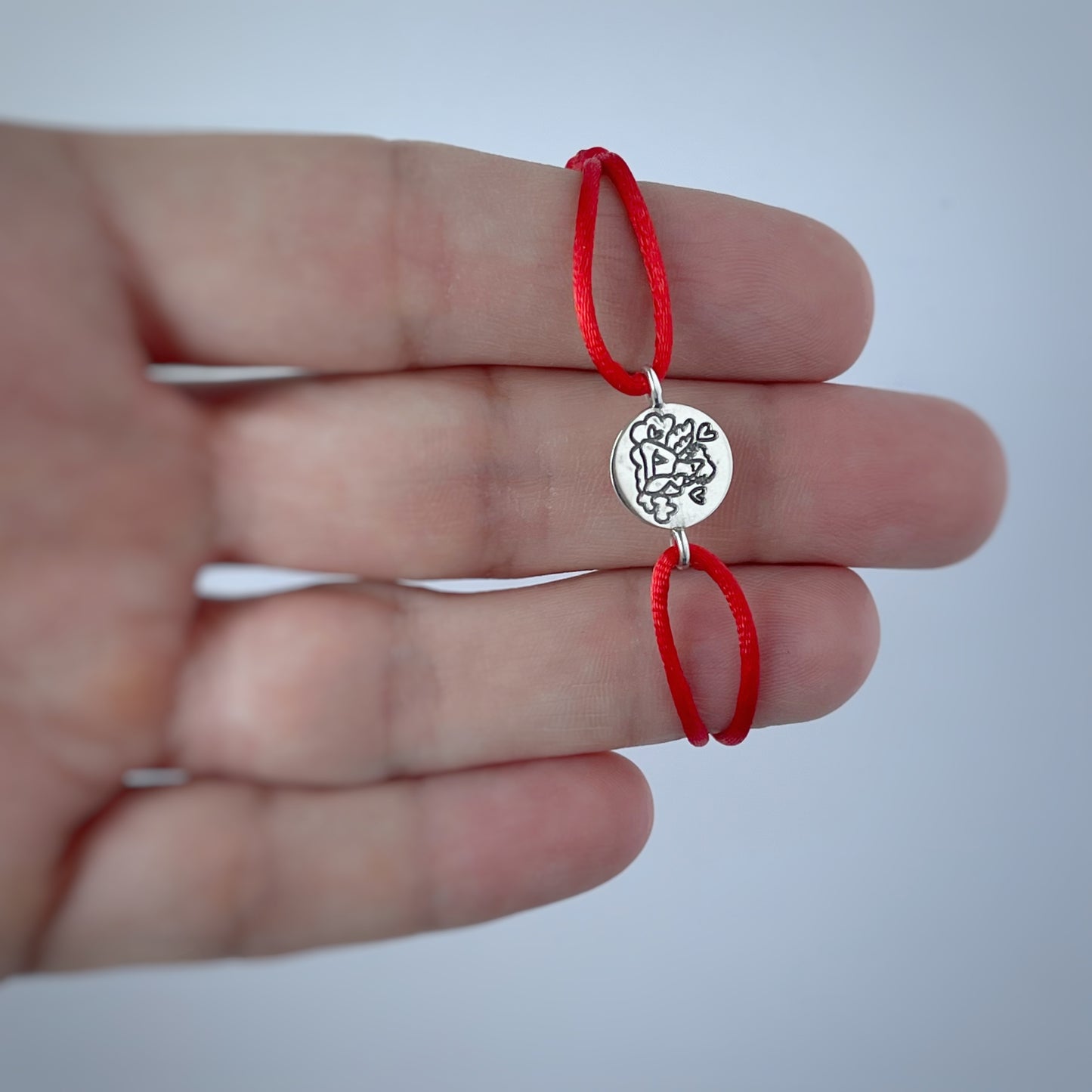 Pulsera de cordón con medalla del ángel de la guarda en plata