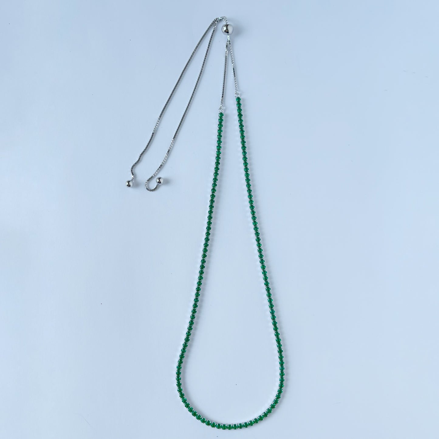 Choker tenis con circonitas en color verde esmeralda