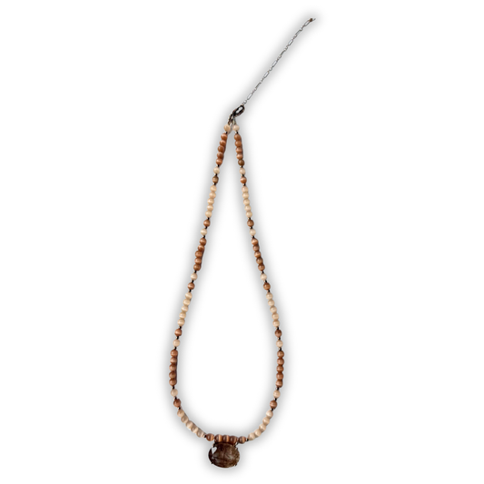 Collar de ojo de gato con dije de oro rosa 14k con cuarzo rutilado ovalado