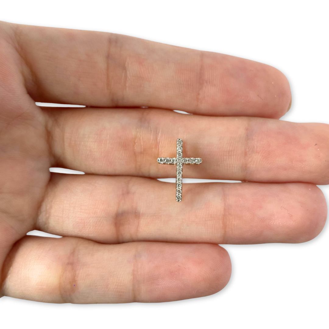 Cruz de oro amarillo 14k con diamantes 0.11ctw