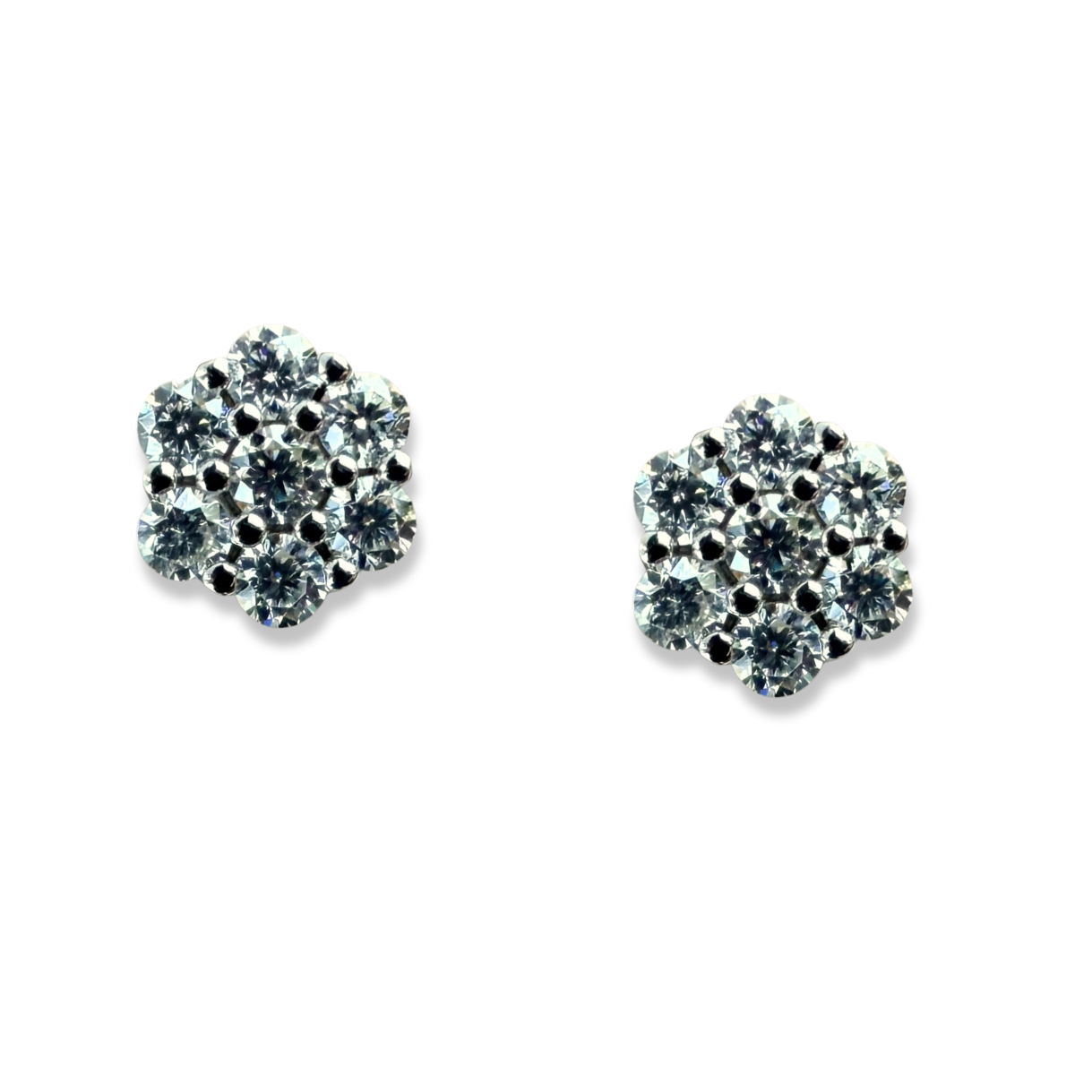 Aretes cluster de moissanitas 0.38ctw en plata