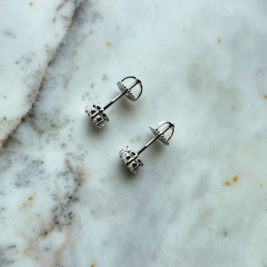 Aretes cluster de moissanitas 0.38ctw en plata