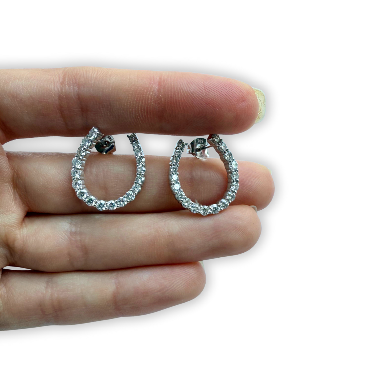 Aretes de diamantes de laboratorio 1.76ctw en forma de U en plata