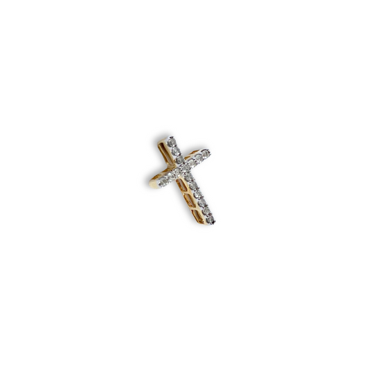 Cruz de oro amarillo 14k con diamantes 0.11ctw