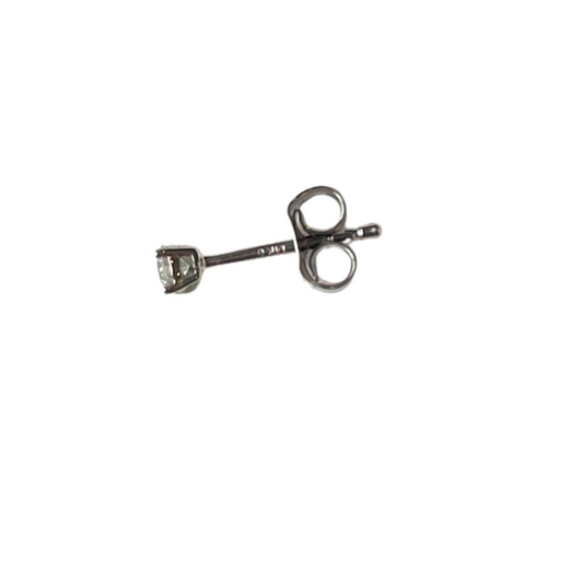 Arete single stud mini de diamante de laboratorio 0.12ct en oro blanco 14k