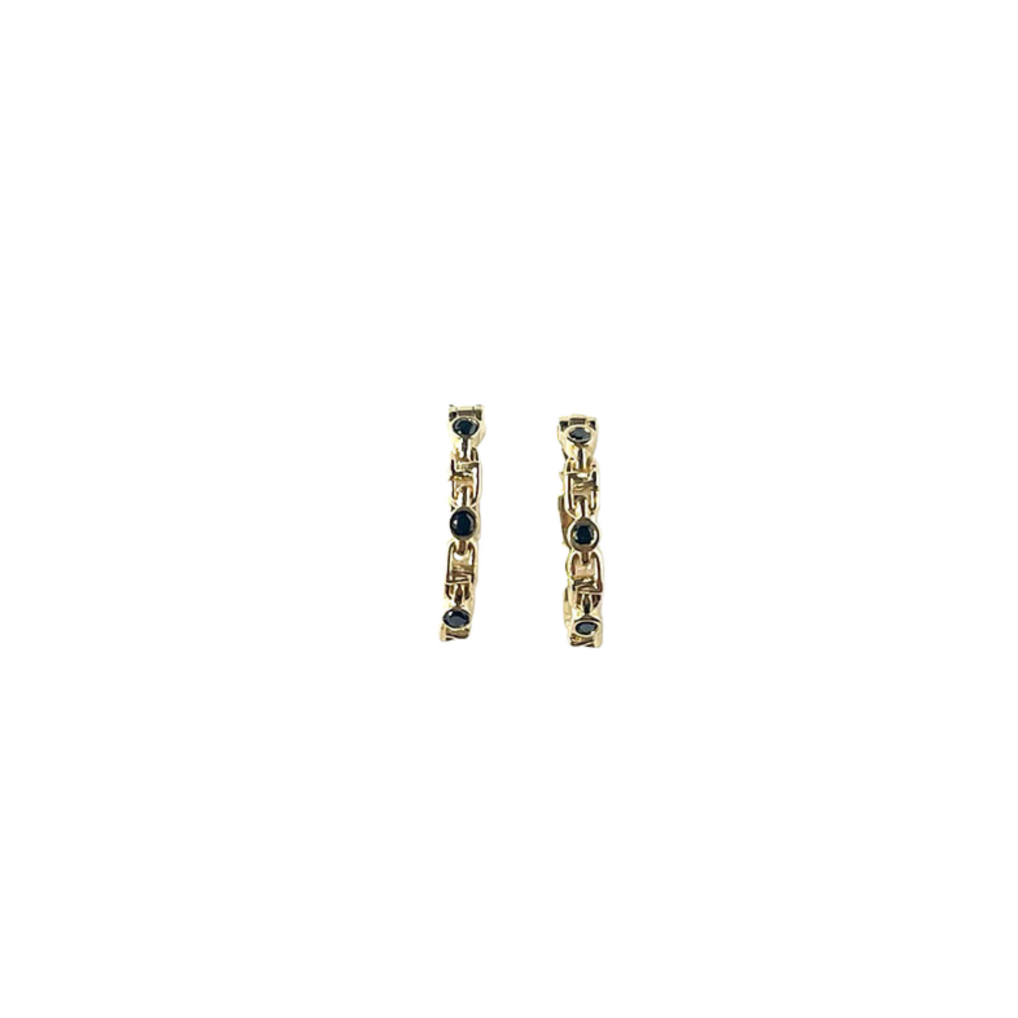 Argollas en oro amarillo 10k de cadena con diamantes negros 0.10ctw