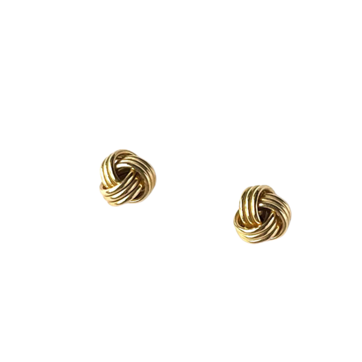 Aretes de nudo en oro amarillo 18k con aros triples con tope tornillo