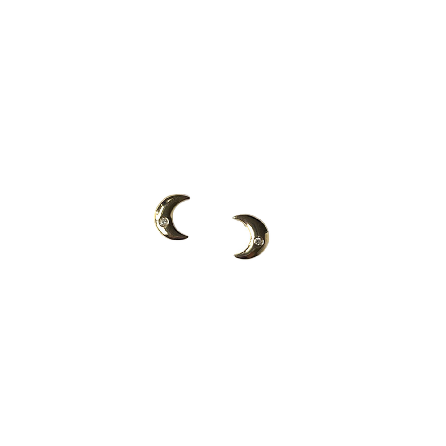 Aretes de lunas en oro amarillo 10k con diamante 0.04 ctw