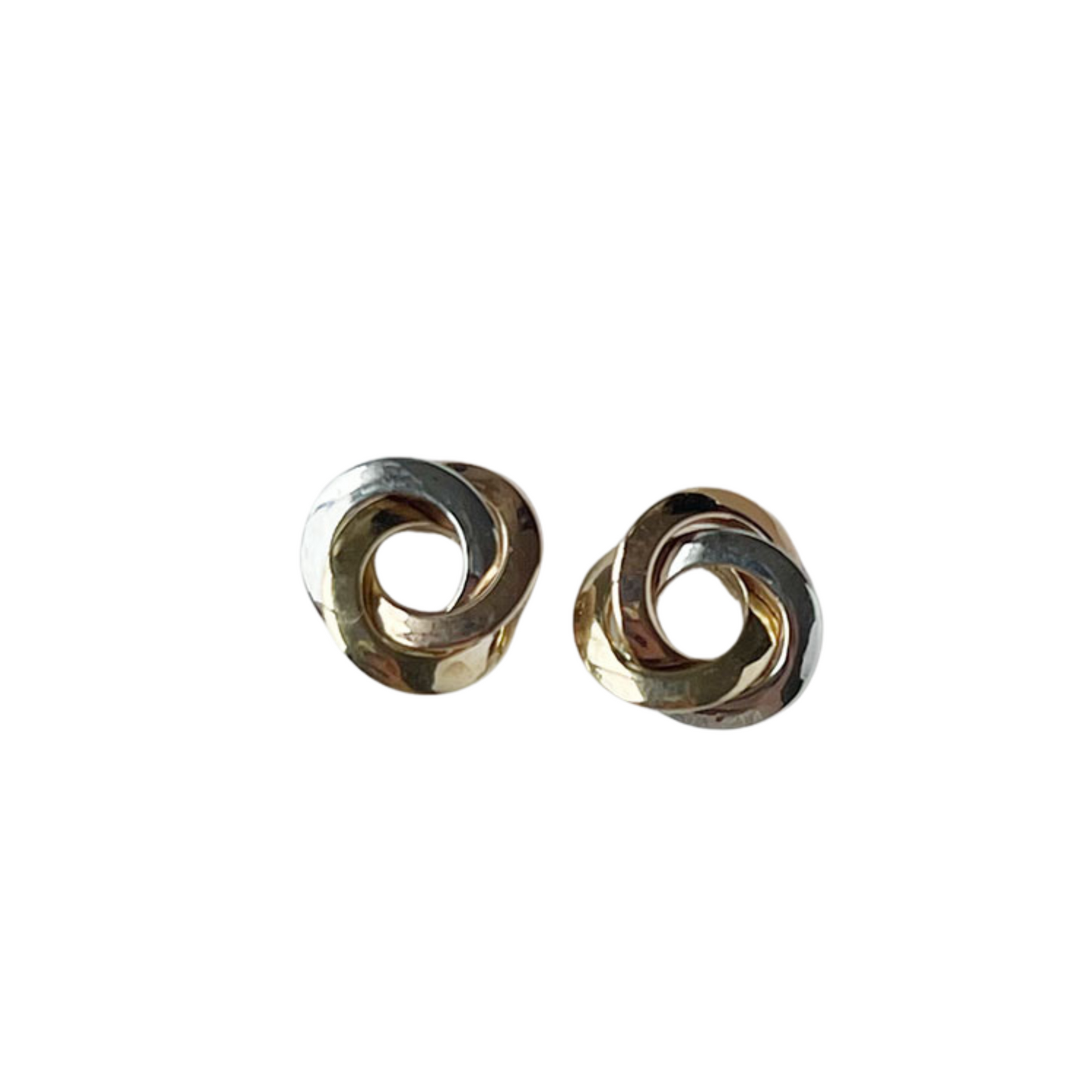 Aretes en 3 oros 14K de nudo grande