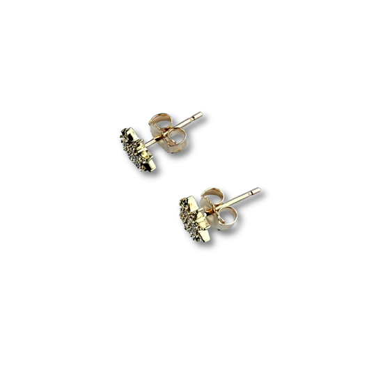 Aretes de estrella en oro amarillo 10K con diamantes 0.05ctw