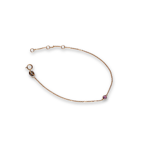 Pulsera en oro amarillo 14k con amatista biselada
