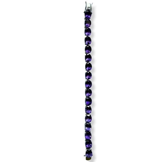 Pulsera tenis de plata con amatistas ovaladas