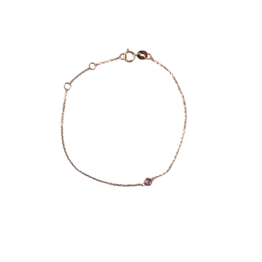 Pulsera en oro amarillo 14k con amatista biselada