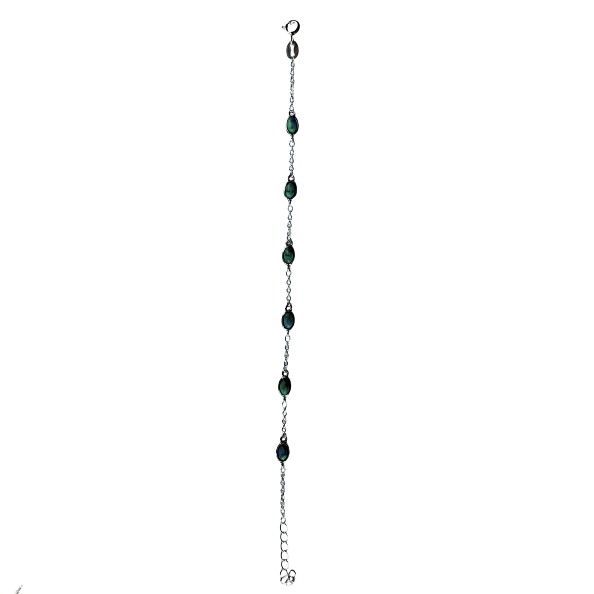 Pulsera de plata con estaciones de turquesa ovalada