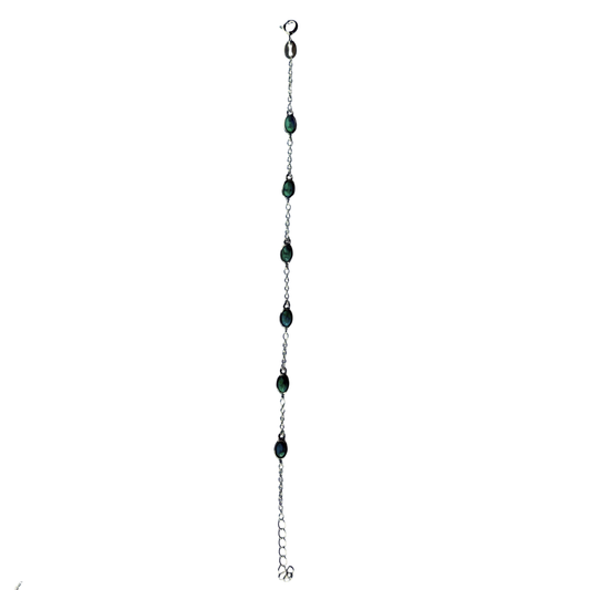 Pulsera de plata con estaciones de turquesa ovalada