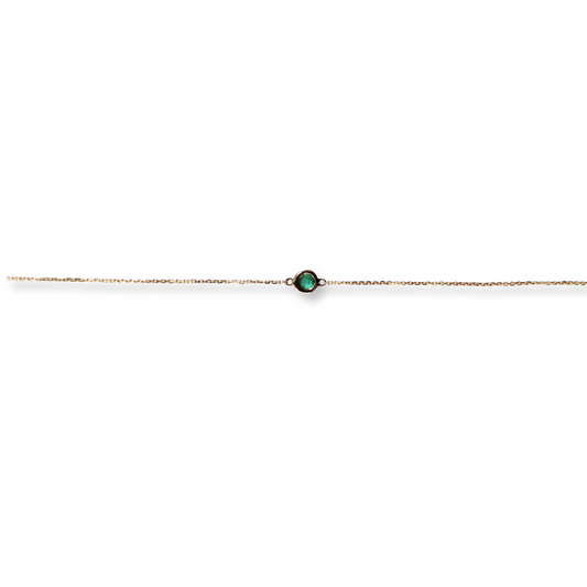 Pulsera en oro amarillo 14k con esmeralda biselada 0.11 ct
