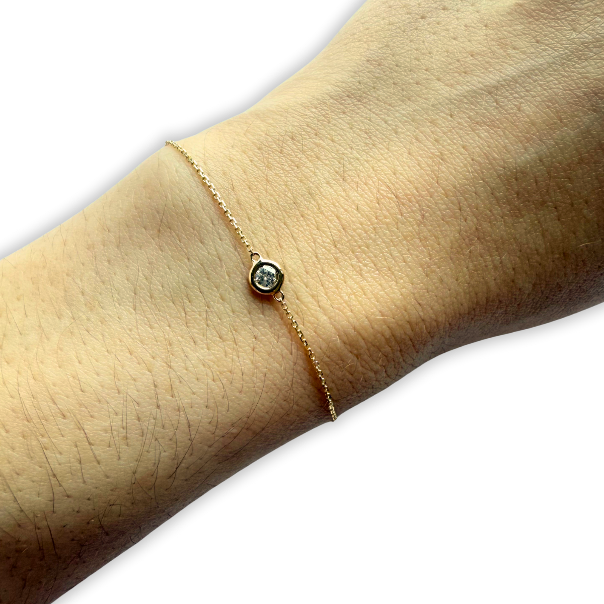 Pulsera en oro amarillo 14K con diamante biselado 0.09ct