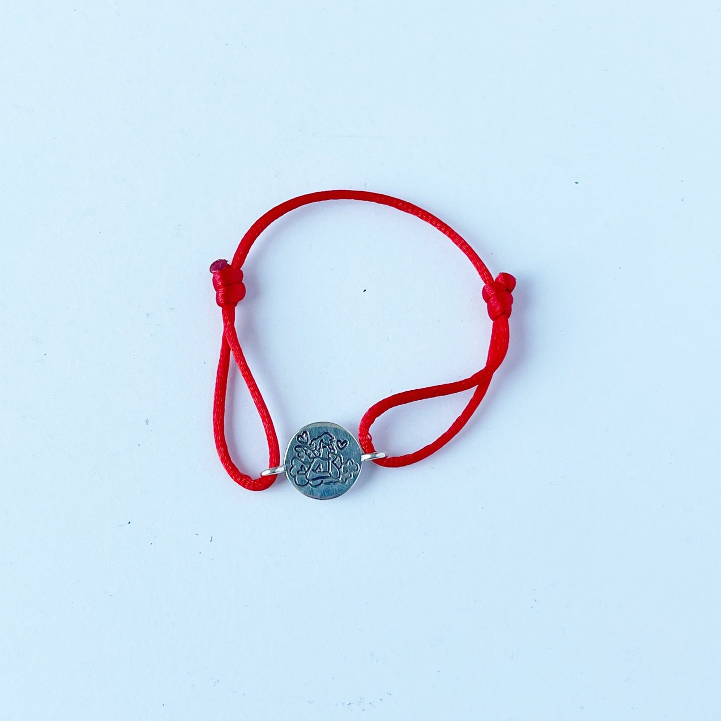 Pulsera de cordón con medalla del ángel de la guarda en plata