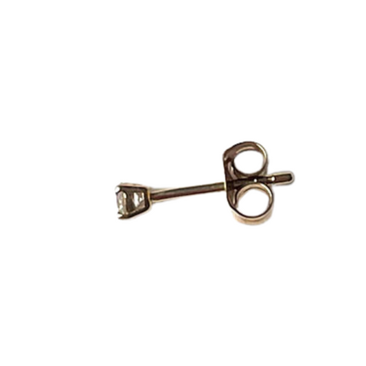 Arete single stud mini de diamante de laboratorio 0.12ct en oro amarillo 14k