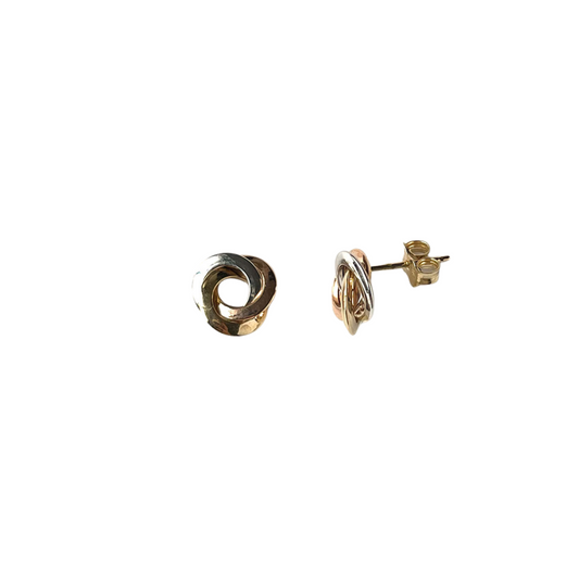 Aretes en 3 oros 14K de nudo grande