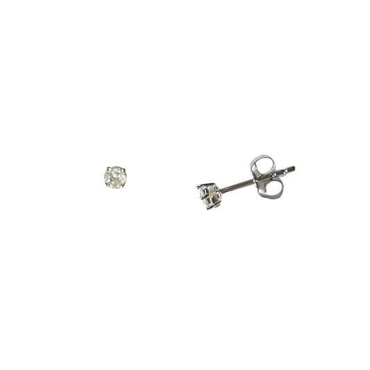 Arete single studs en oro blanco 14k con diamantes 0.10ct