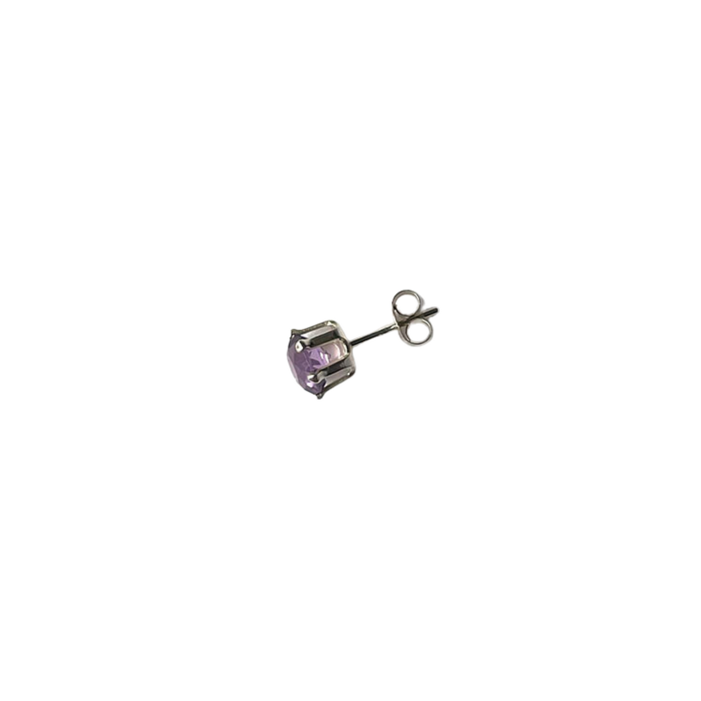 Arete de plata single de amatista.