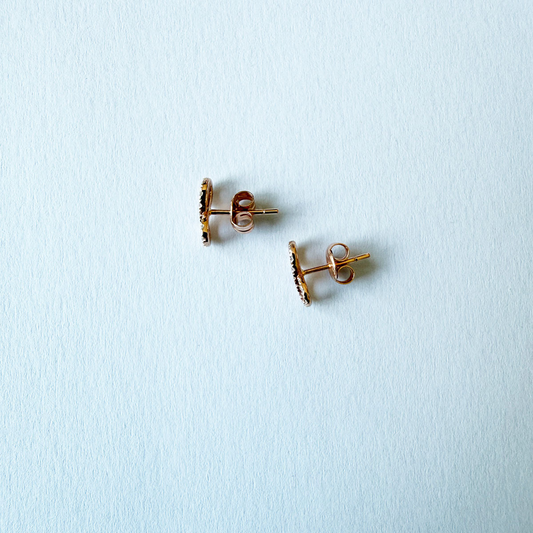 Aretes infinito en oro rosa 14k y diamantes 0.09ctw
