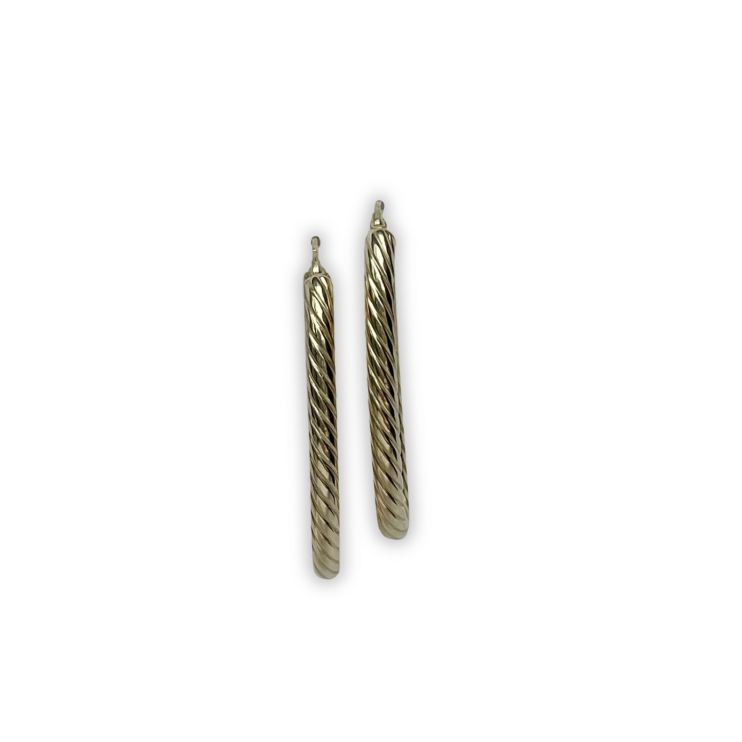 Argollas ovaladas largas de oro amarillo 14K entorchado