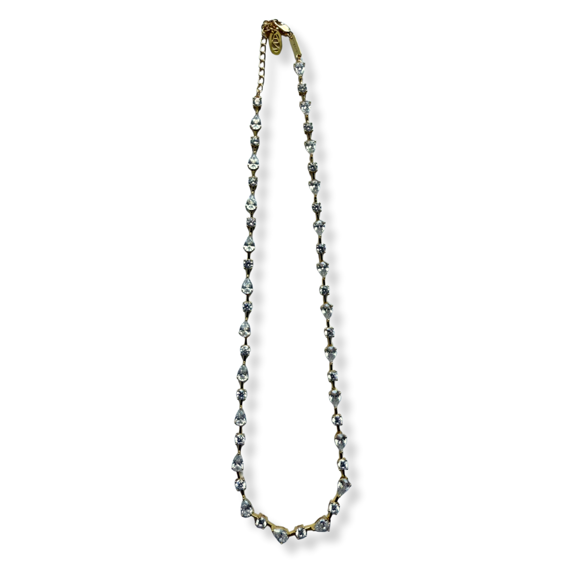 Collar en plata con baño de oro amarillo y circonitas de varias formas