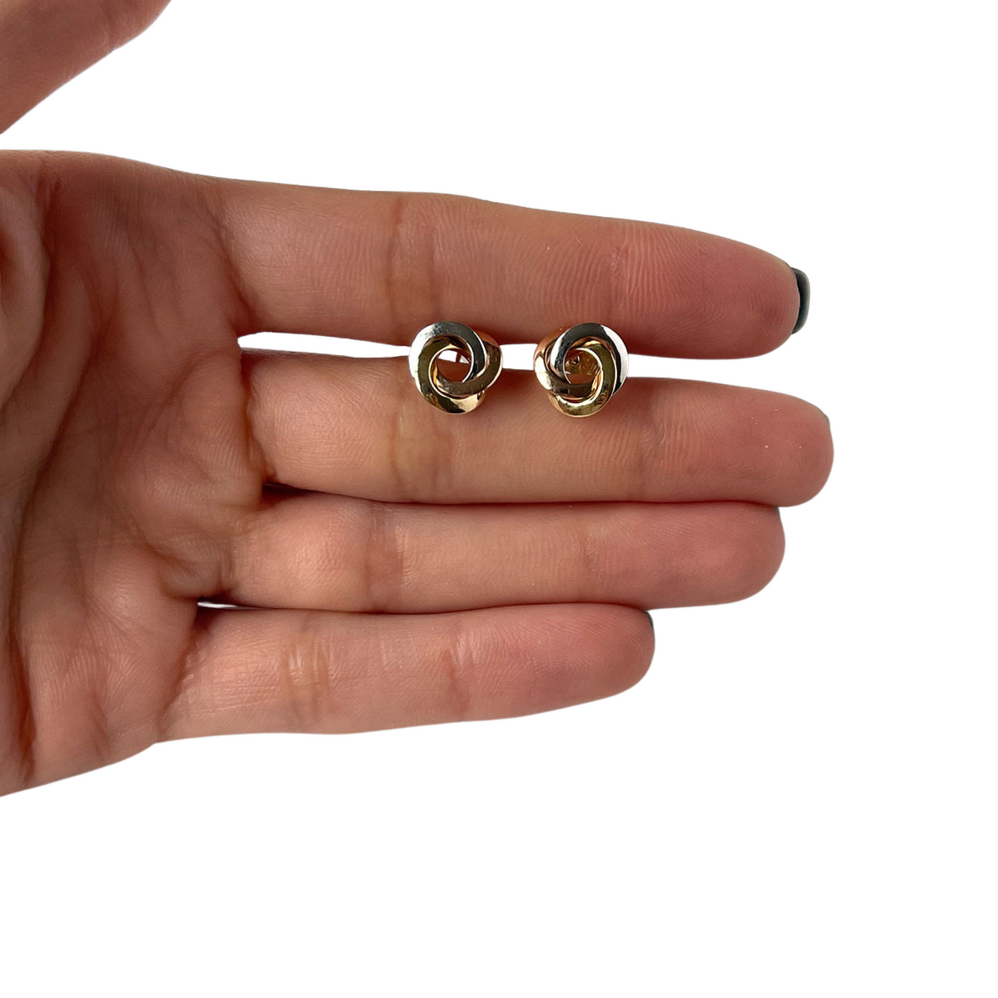 Aretes en 3 oros 14K de nudo grande