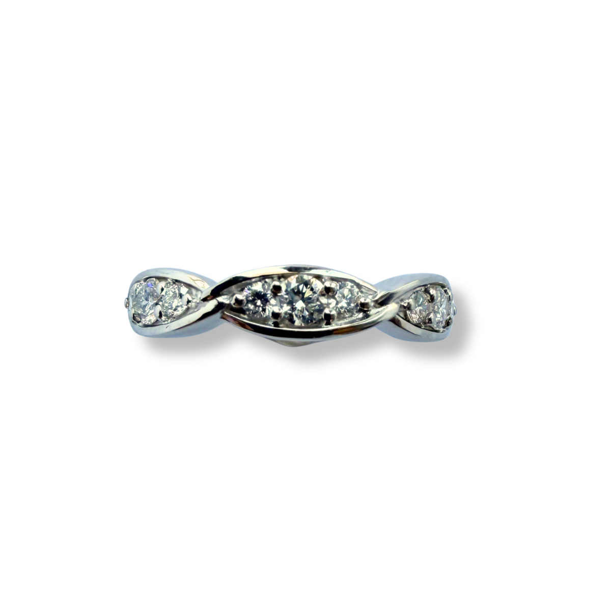 Anillo de plata en forma de 3 marquesas con diamantes de laboratorio 0.33ctw