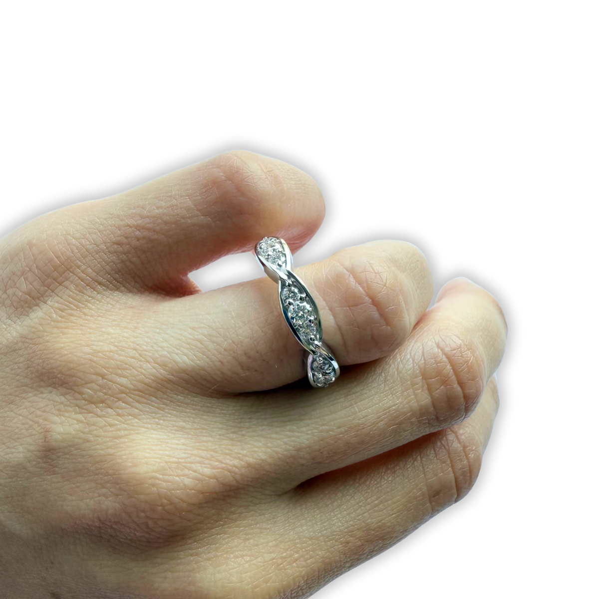 Anillo de plata en forma de 3 marquesas con diamantes de laboratorio 0.33ctw