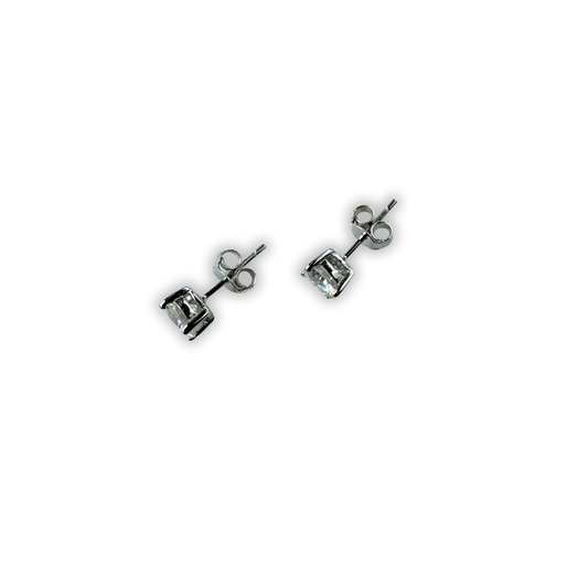 Aretes studs de moissanitas redondas 2ctw en plata