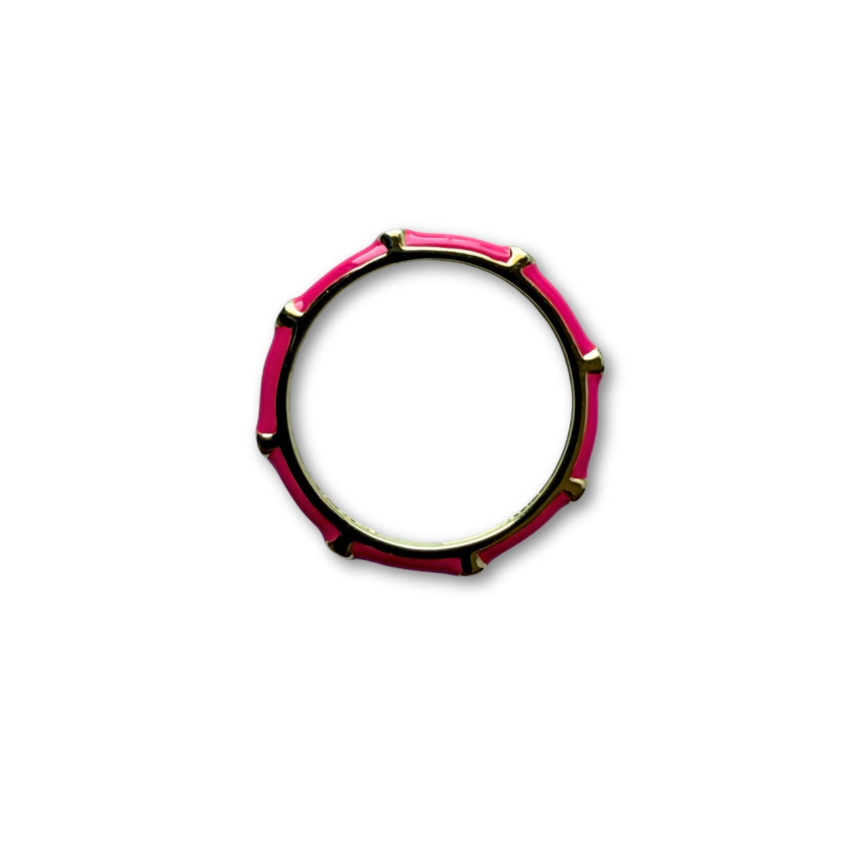 Anillo de plata con baño de oro con esmalte fucsia y zafiros blancos