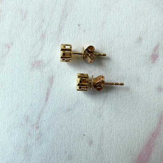 Aretes cluster de diamantes 0.25ctw en oro amarillo 10k