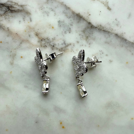 Aretes galicia de plata con baño platino y circonita color champagne