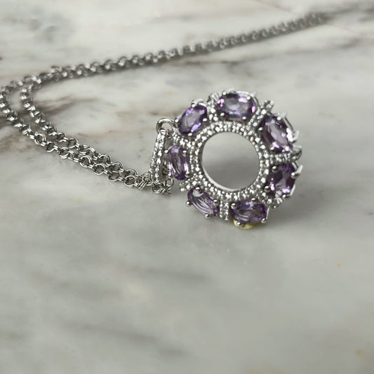 Collar de plata y amatistas redondo