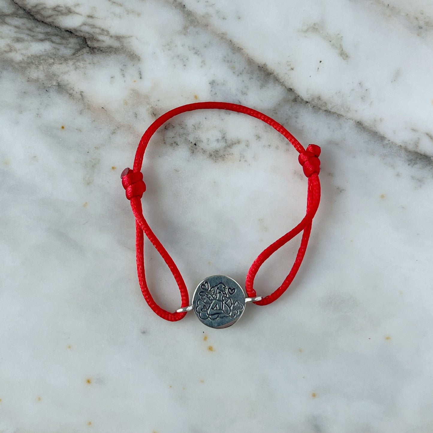 Pulsera de cordón con medalla del ángel de la guarda en plata