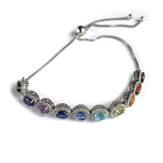 Pulsera de plata con piedras arcoiris