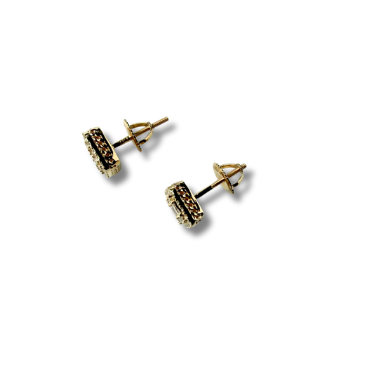Aretes cuadrados en oro amarillo 14K y diamantes 0.65ctw